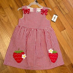 Counting Daisies “Strawberries” Dress. Size 2T NWT!! Red/White